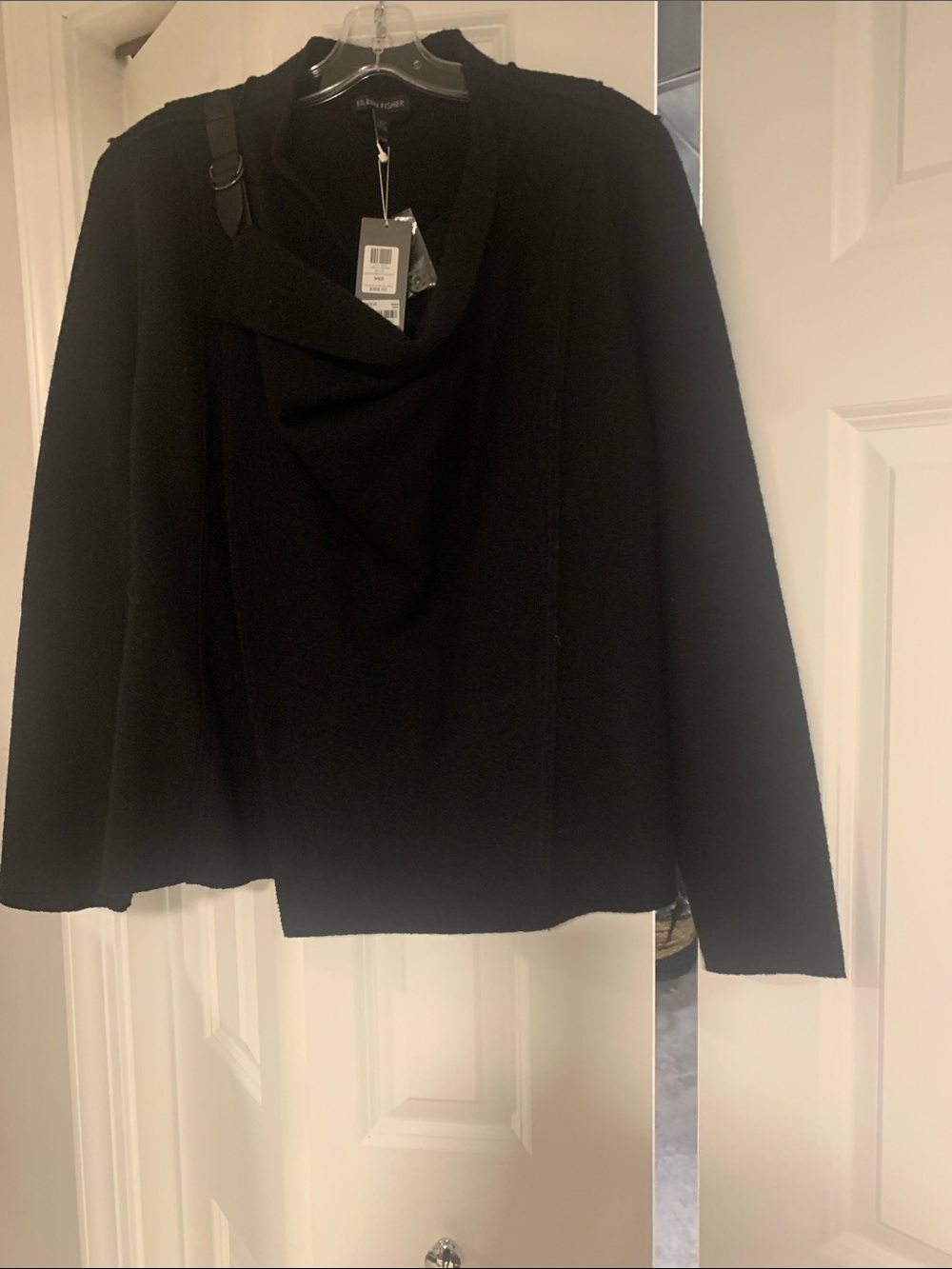 Eileen Fisher Black Draped Cowl Sweater
